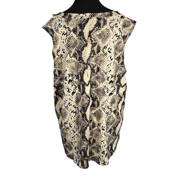 NWOT | Cream and Black Snake Print V-Neck Button Front Flowy Tank Top | 3X - Picture 2 of 5